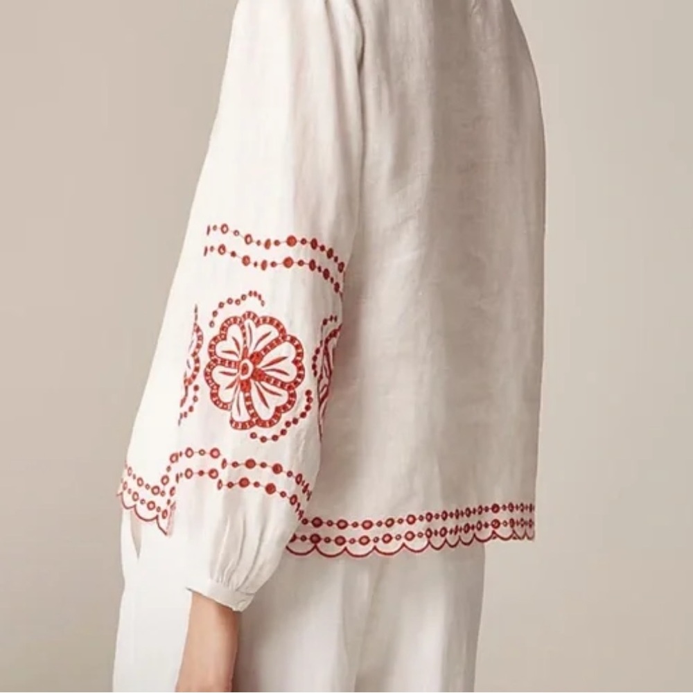 J. Crew Bungalow Embroidered Linen Top - Picture 13 of 13